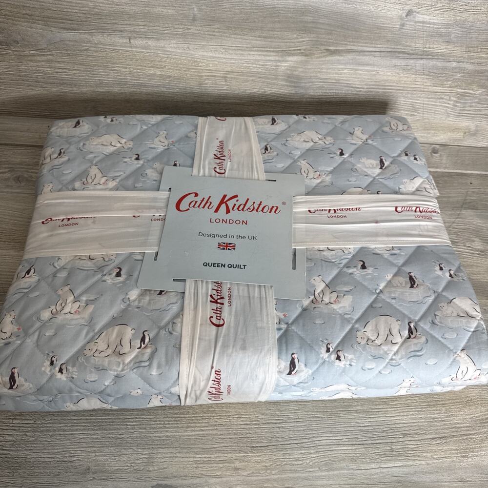 Cath Kidston London Queen Quilt Polar Ice Blue NEW